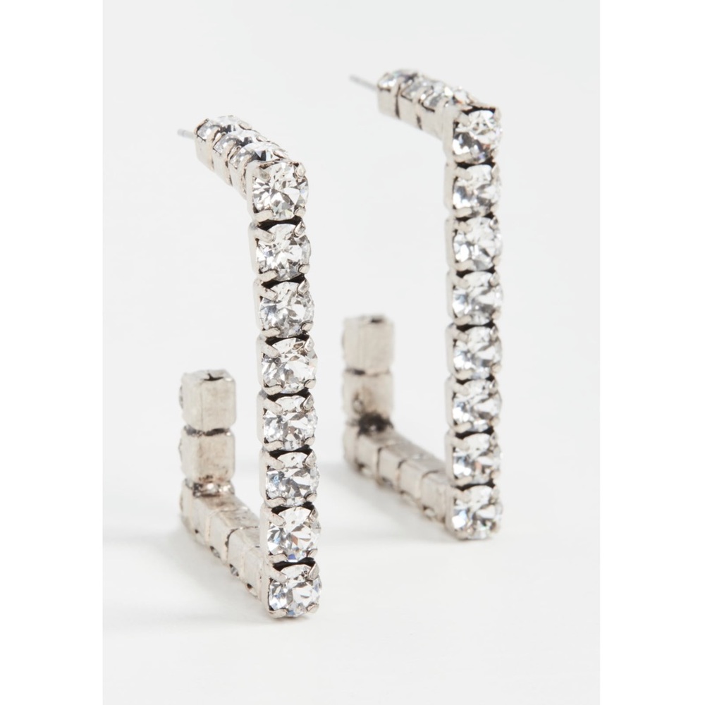 DANNIJO Archer Silverplated & Swarovski Crystal Hoop Earrings NWT - Picture 3 of 17